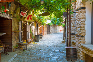 Traditional street in the old town of Nessebar, Bulgaria