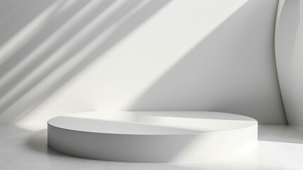 abstract white background with empty stage Cylinder podium display, showcase for product presentation