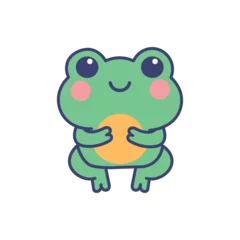 Fotobehang Cute funny cartoon frog. vector icon. Isolated object. png © Victoria