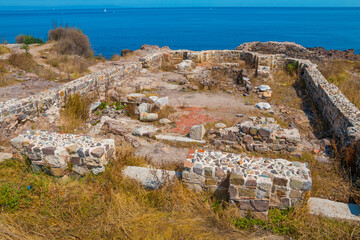 Ruins of St Apostles Monastery on Skamni cape in Sozopol on Black Sea coast in Bulgaria