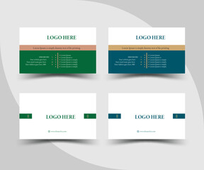 Creative and Clean  modern and double sided business card design template . flat green  business card inspiration.
