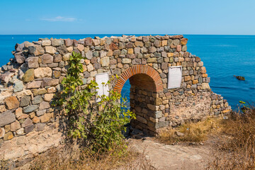 Clear close up landscape photography on an old wall in Sozopol, Bulgaria