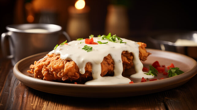 Delicious fried chicken steak pictures
