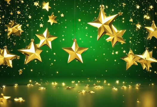Stars shine effect on green screen background animation Twinkle festive or holiday decoration Christmas golden star glow 4k animation Chroma key seamless loop stock videoGlittering Glitter Star