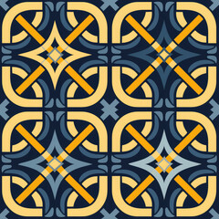 Simple Celtic knot tiles symmetrical seamless pattern in vivid colors. Perfect for posters, brochure, coupon , flyer ,ad design, wallpaper or background.