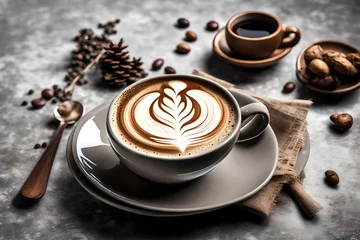  A high-definition image of an espresso shot, featuring rich crema and an intricately designed coffee cup, embodying the essence of coffee craftsmanship © Muhammad