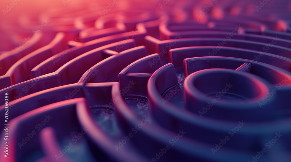 Poster a close up of a circular maze with many different colors, ai