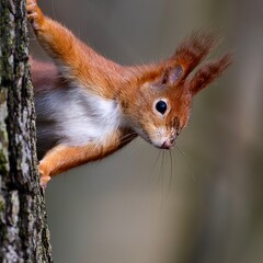 red squirrel on a tree