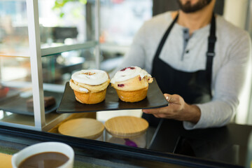 Delicious dessert order at the coffee shop or cafe