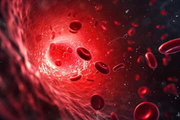 Red blood cells in vain artery create with AI Generative
