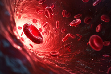 Red blood cells in vain artery create with AI Generative