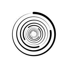 Black halftone speed swirled line. Geometric shape template for logo and tattoo. Abstract vector background.