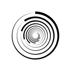 Black halftone speed swirled line. Geometric shape template for logo and tattoo. Abstract vector background.