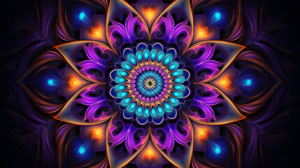 Psychedelic mandala fractal pattern high resolution