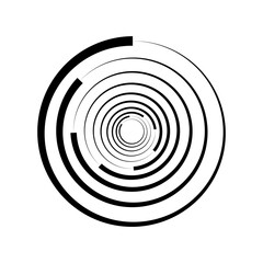 Black halftone speed swirled line. Geometric shape template for logo and tattoo. Abstract vector background.