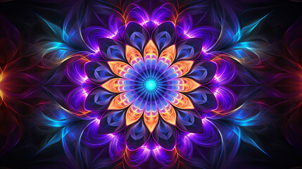 Psychedelic mandala fractal pattern high resolution