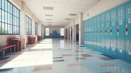 high school hallway with lockers