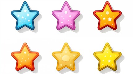 Obraz premium Set of cartoon stars. Colorful cute stars for game