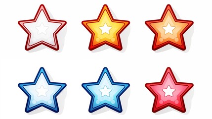 Obraz premium Set of cartoon stars. Colorful cute stars for game