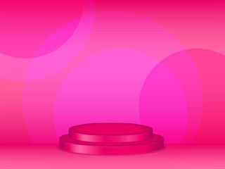 Pink catwalks on a pink background with round shapes