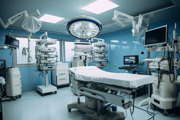 Advanced medical equipment in modern hospital operating room