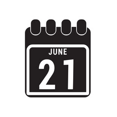 Calendar displaying day 21 ( twenty-first ) of the June - Day 21 of the month. Illustration