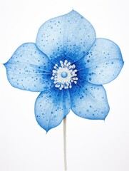 Blue flower isolated on white. One blue watercolor flower background