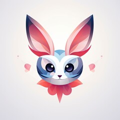 Logo of the head bunny light background with copy space for text