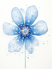 Blue flower isolated on white. One blue watercolor flower background