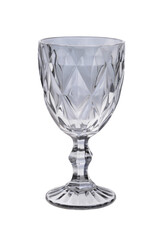 Empty gray crystal glass isolated on white background