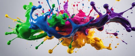 Bright colorful watercolor splash splatter stain brush strokes on white background. Modern vibrant aquarelle spot