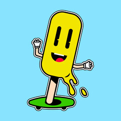 Ice cream Character Riding skate board