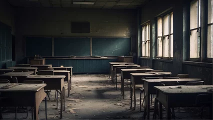 Foto op Plexiglas empty classrooms are dark and dirty © Malini