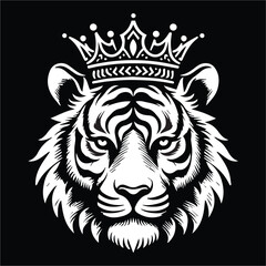 King tiger crown ,  King Tiger head vector illustration