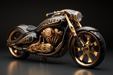 Motorcycle customized on display, highlight of design., generative IA