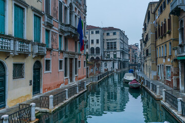 Venezian City shape and the water canals during winter time