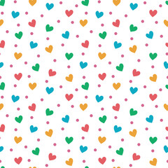Valentine Seamless Pattern Wallpaper - Colorful multi hearts valentines day doodle vector illustration background - Love valentine's digital wrapping paper - wedding dating anniversary wallpaper