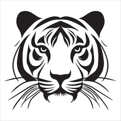 Tiger head , Tiger head line art silhouette