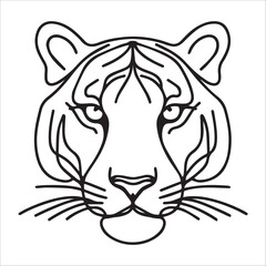 Tiger head , Tiger head single line art vector design