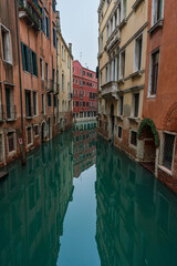 Fototapeta na wymiar Venezian City shape and the water canals during winter time