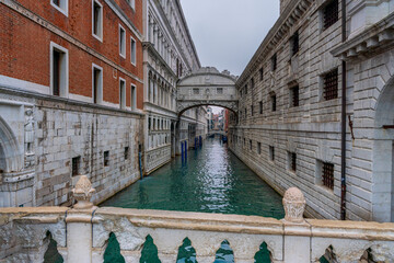 Obraz premium Venezian City shape and the water canals during winter time