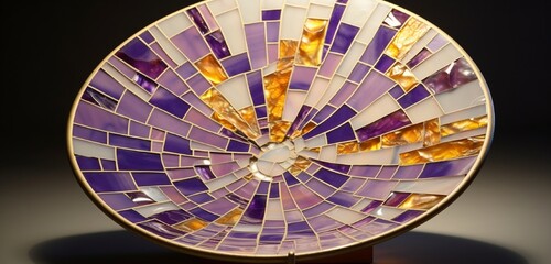 A captivating 2110 abstract marble mosaic showcasing harmonious amethyst purple and citrine yellow patterns, radiating warmth and sophistication. 8k,