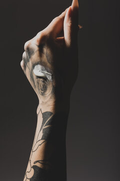 Hand tattoo. High quality photo