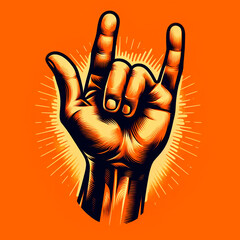 American Sign Language 'I Love You' Hand Gesture Art.
