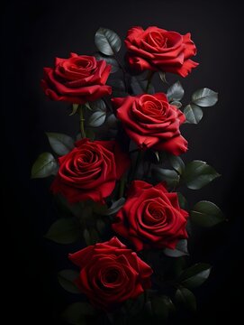 Rote Rosen vor dunklen Hintergrund. Bildschirmhintergrund. Valentinstags Inspiration