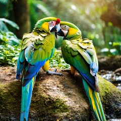 Romantic Moment of Parrots