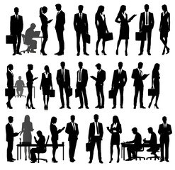 Silhouettes of people working group of business people standing vector with no background	