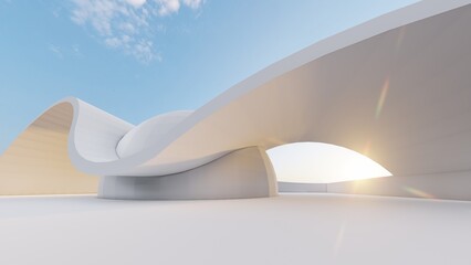 Abstract architecture background arched interior 3d render