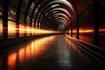 Illuminated subway covers dark underground tunnel., generative IA