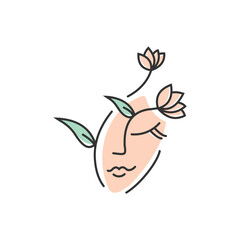 Obraz premium women faces abstract line minimalistic flat icon